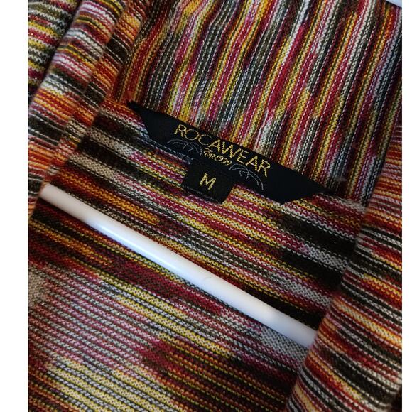 Rocawear Off The Shoulder Knit Top Medium Multicolor Striped Stretch Shawl Neck - Picture 7 of 16